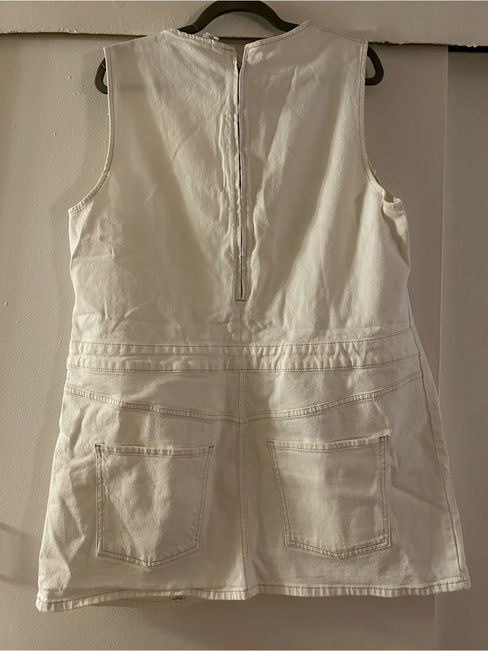 H&M Cream Off-White Sleeveless Denim Shift Dress NWT - Picture 2 of 3